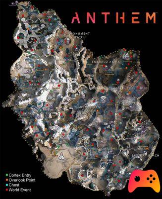 Anthem - Mapas de eventos, tesouros e Titãs