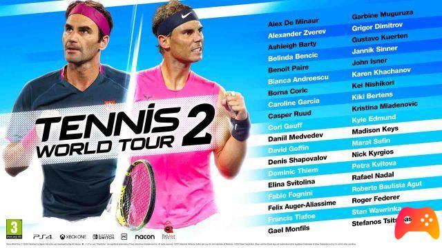 Tennis World Tour 2: l'alignement révélé