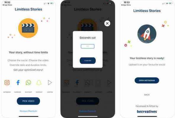 Limitless Stories: Upload unlimited stories on Instagram, Whatsapp and Facebook
