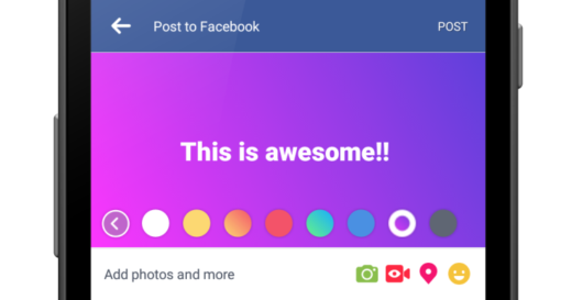 Actualización de estado colorida con Facebook