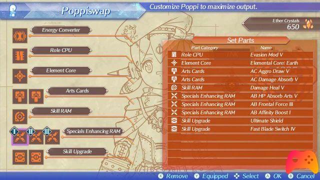 Cómo mejorar los componentes de Poppi en Xenoblade Chronicles 2