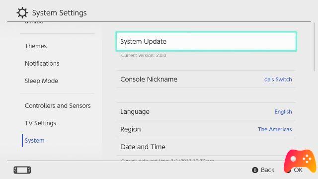 Nintendo Switch, nouveau firmware publié