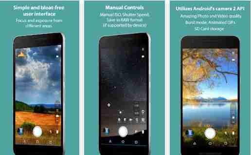 Manual camera settings app on Android
