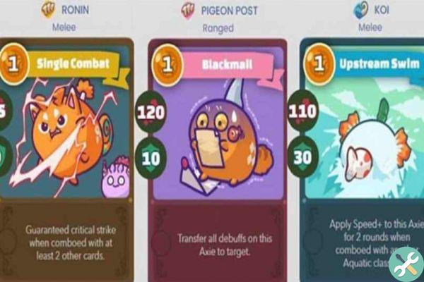 What are all Axie Infinity cards and what are each for?