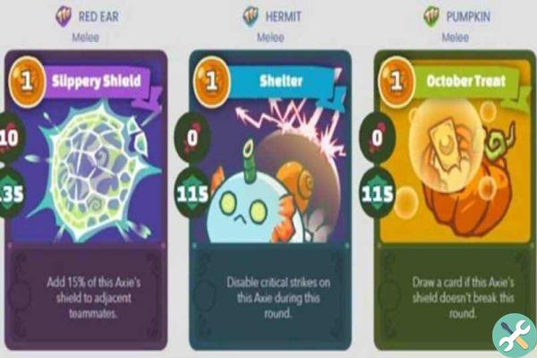 What are all Axie Infinity cards and what are each for?
