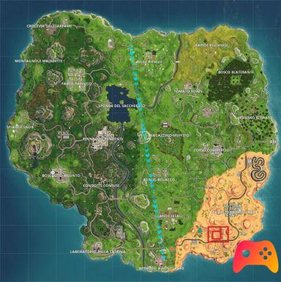 Encontre o lugar entre Oasis, Stone Arch e Dinosaurs em Fortnite