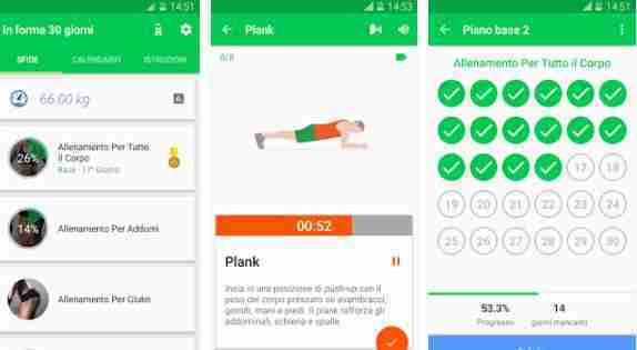 App to keep fit: muscle mass gain and weight loss