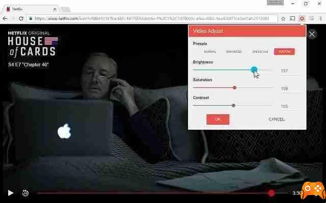 Ajuste os vídeos da Netflix no Chrome: brilho, saturação, contraste