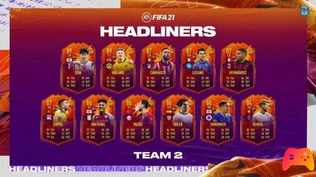 FIFA 21, anunciou a segunda equipe Headliners