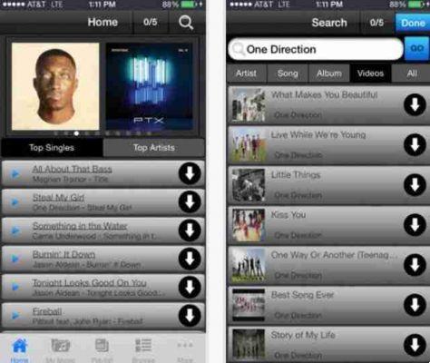 App to download free music on smartphone or tablet