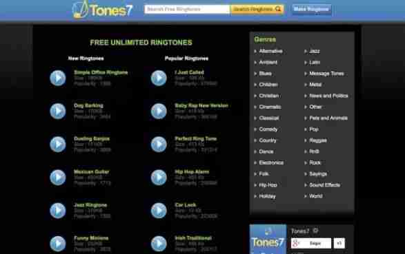 Sites to download free MP3 ringtones